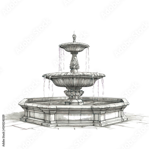 Fountain architectural water art vector