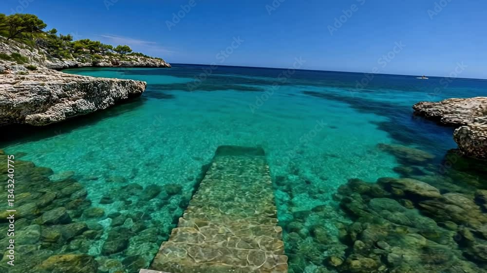 Mediterranean Serenity: Crystal Clear Waters and Stone Steps Mediterranean Serenity: Crystal Clear Waters and Stone Steps
