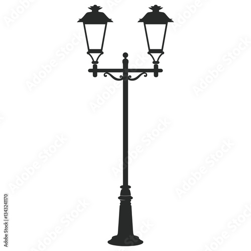 Modern streetlights silhouette lamp illustration vector