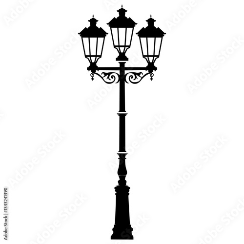 Vintage streetlights silhouette lamp decorative vector
