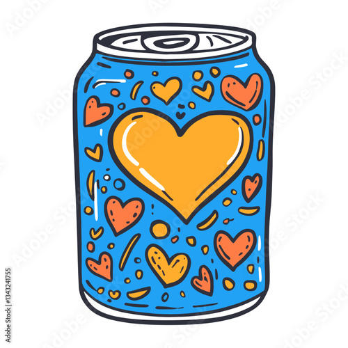 A soda can with label illustration background theme vector