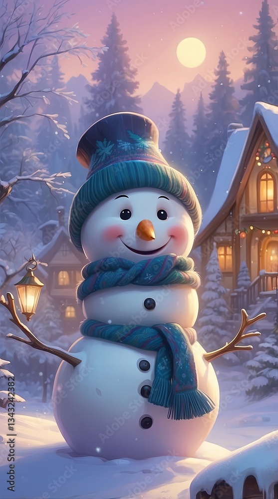 Fototapeta premium Cheerful Winter Snowman