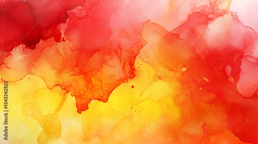 Abstract red-yellow ink blend, fluid art background, design element