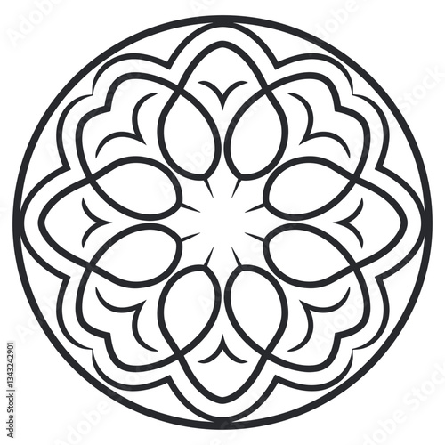Islamic ornament in rounded circle shape design white art vector