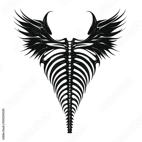 Rib cage with wing gothic design illustration vector