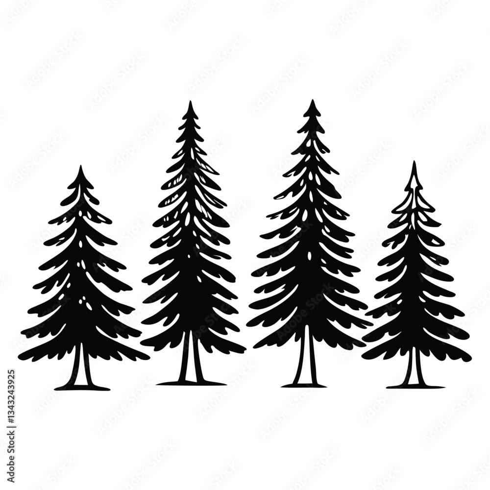 Obraz premium tree silhouette and Tropical leaves vector isolated on white background.