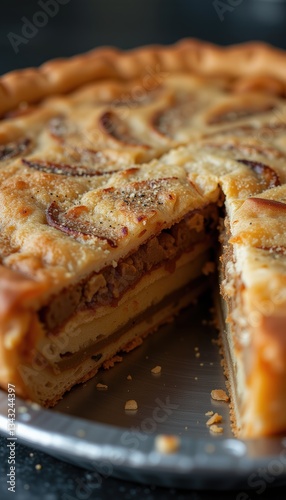 Wallpaper Mural  Layered apple pie with a golden crust and a slice removed Torontodigital.ca