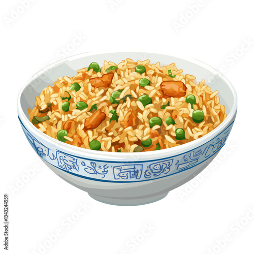 Bowl background white fried rice illustration vector