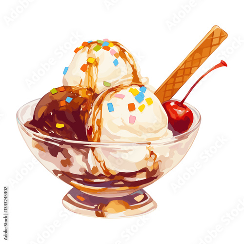 Ice Cream Sundae sundae cream illustration vector