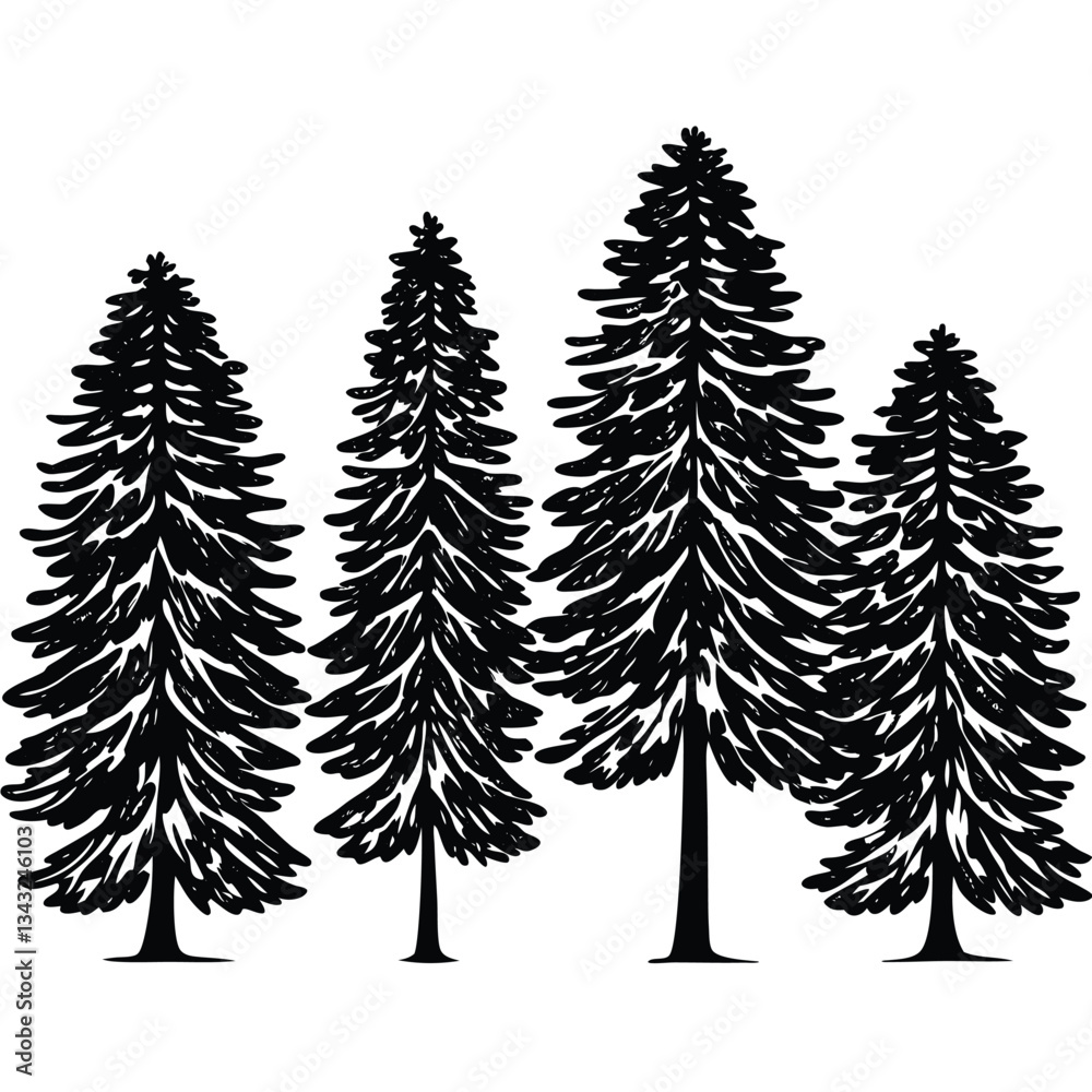 Obraz premium tree silhouette and Tropical leaves vector isolated on white background.