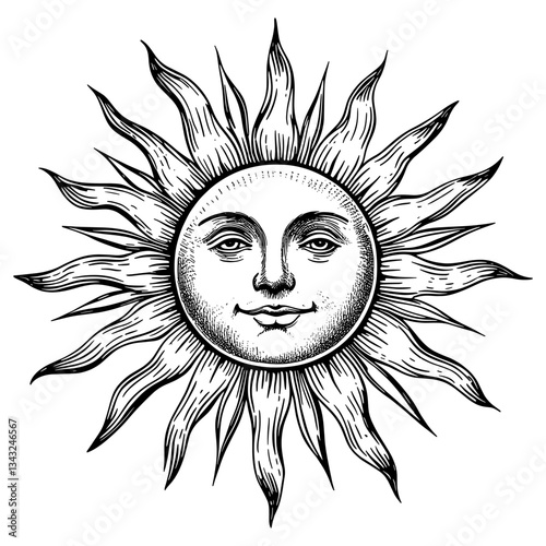 Sun art face illustration vector