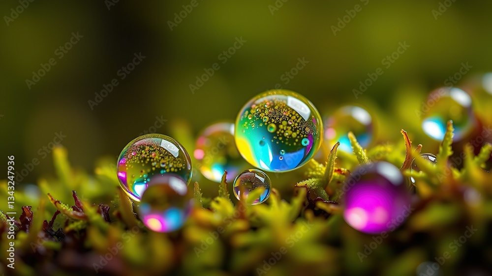 Naklejka premium water drops on a green background