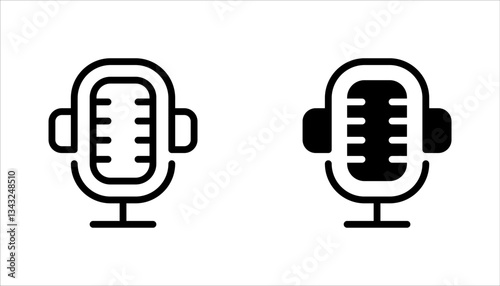 microphone icon set, voice icon symbol, record web icon vector illustration on white background