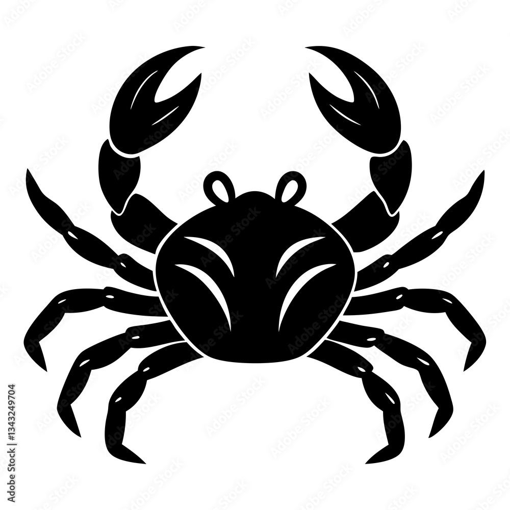 crab black silhouette vector, Simple silhouette Design vector icon with white background. crab black silhouette vector, Simple silhouette Design vector icon with white background.