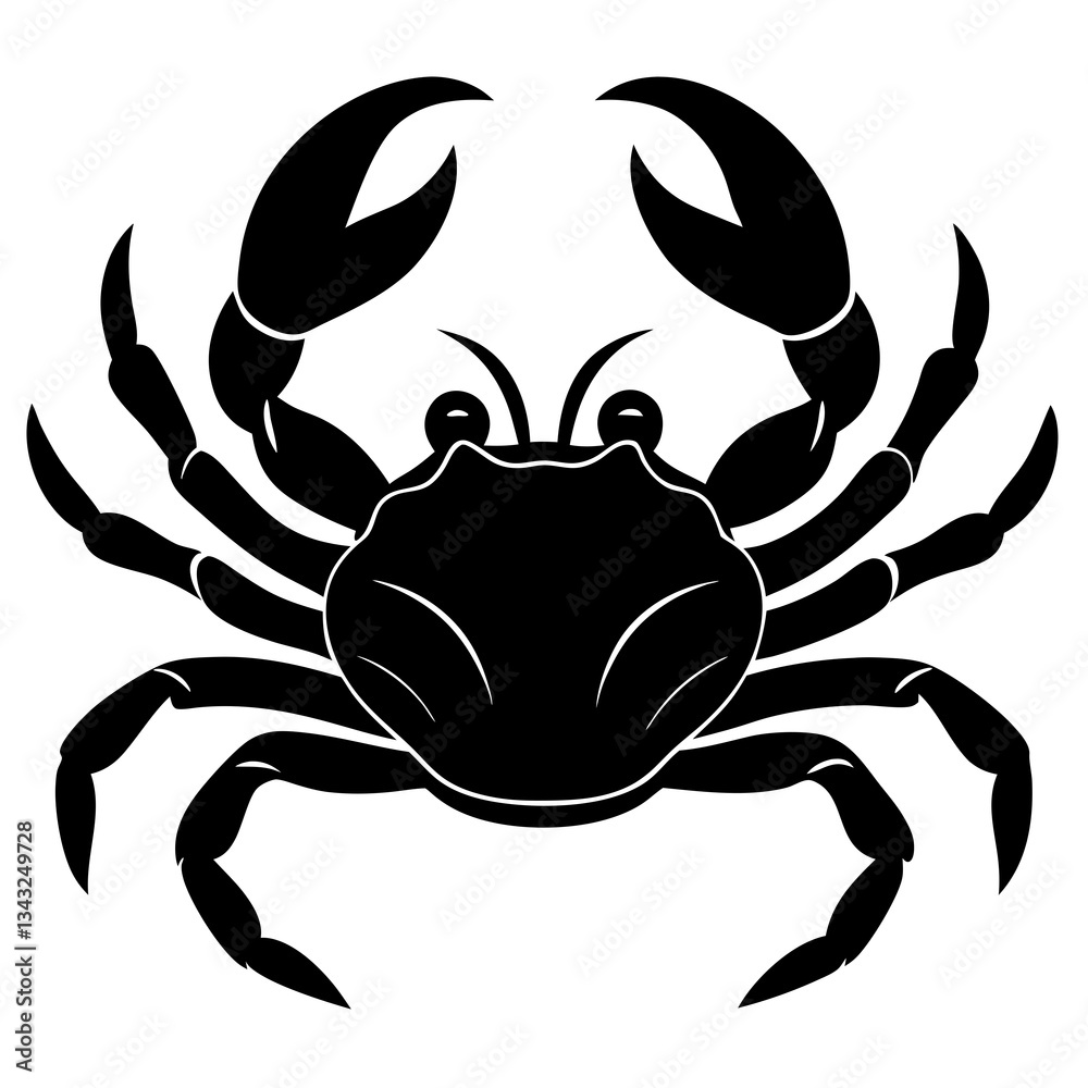 crab black silhouette vector, Simple silhouette Design vector icon with white background. crab black silhouette vector, Simple silhouette Design vector icon with white background.