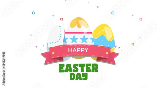 Wallpaper Mural Happy Easter Day Celebration with Colorful Eggs and Festive Banner Animation Torontodigital.ca