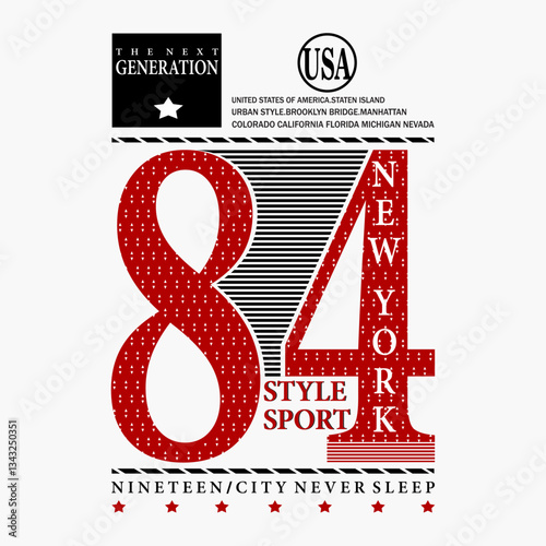 new york sport style 84 typography vector illustration modern design