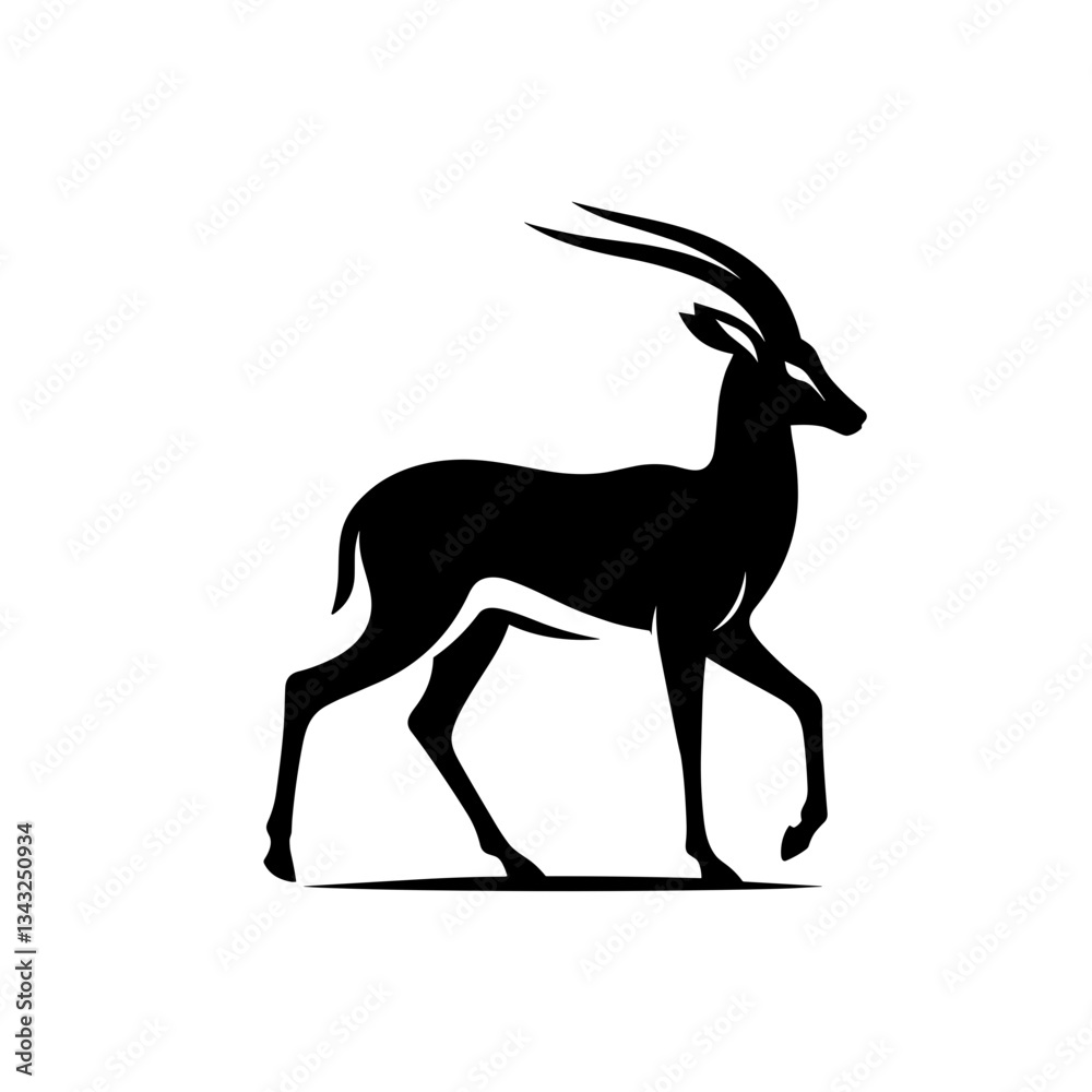 Fototapeta premium Antelope walking silhouette on white background
