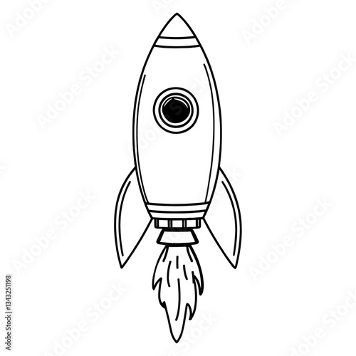 Rocket drawing art simple vector