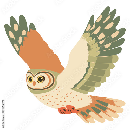 Olive Owl Flying owl illustration flying vector