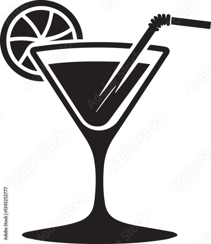 Martini Glass Icon. Silhouette vector illustration
