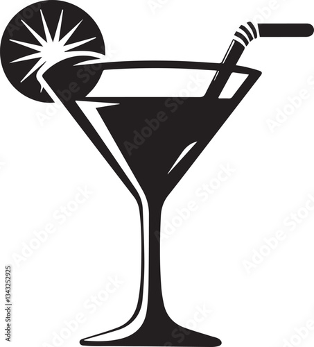 Martini Glass Icon. Silhouette vector illustration
