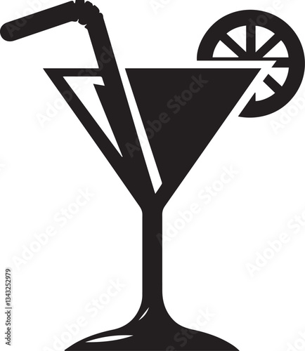 Martini Glass Icon. Silhouette vector illustration
