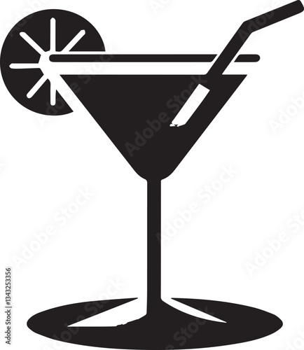 Martini Glass Icon. Silhouette vector illustration
