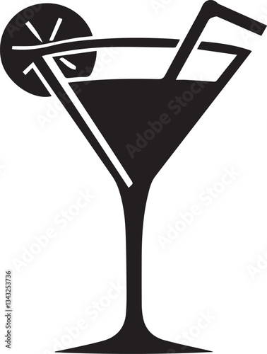 Martini Glass Icon. Silhouette vector illustration
