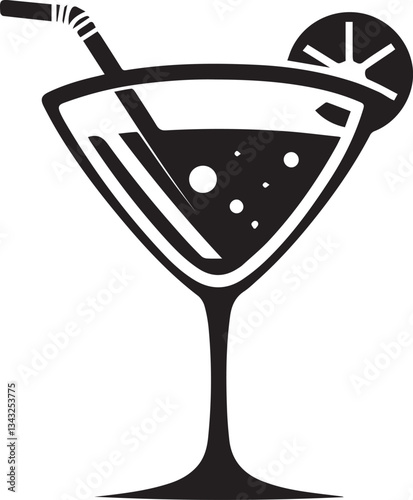 Martini Glass Icon. Silhouette vector illustration
