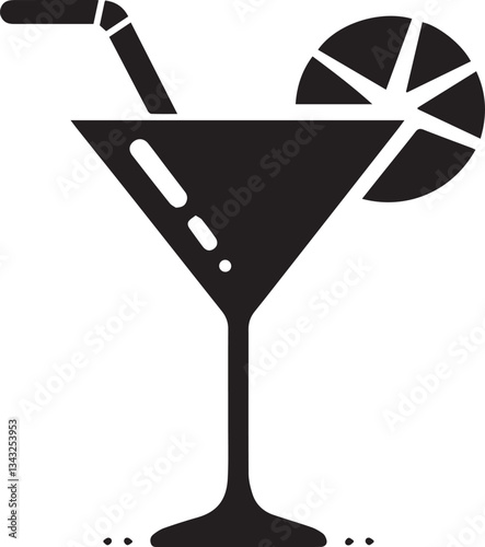 Martini Glass Icon. Silhouette vector illustration
