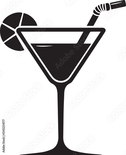 Martini Glass Icon. Silhouette vector illustration
