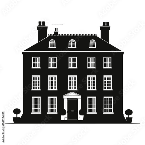 English townhouse architecture illustration building vector