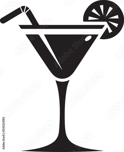 Martini Glass Icon. Silhouette vector illustration
