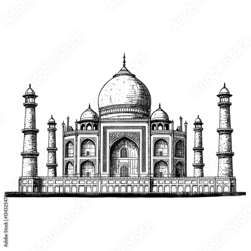 Taj Mahal architecture drawing mahal vector