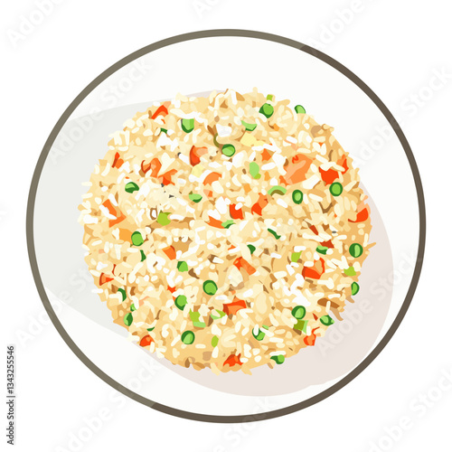 Obraz na płótnie Fried rice in a plate illustration fried food vector w salonie