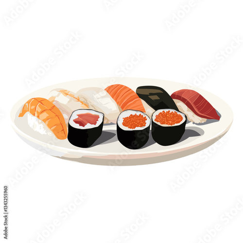 Nigiri in a plate illustration nigiri sushi vector