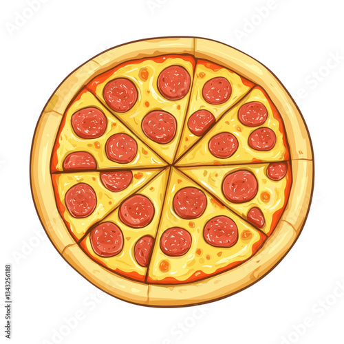Pizza illustration cartoon style vector