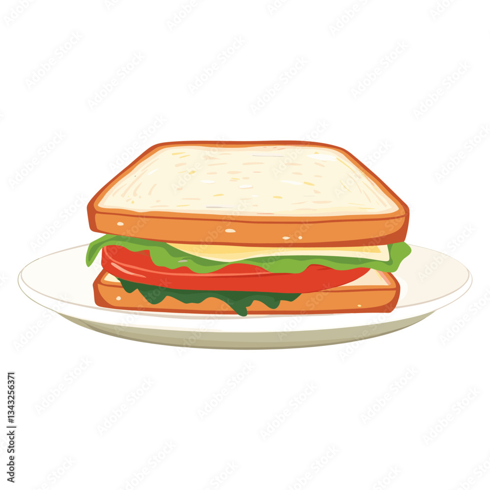 Sandwich in a plate sandwich illustration lunch vector