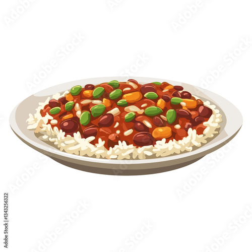 Rajma Chawal in a plate illustration food meal vector