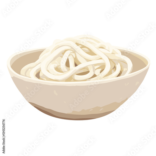 Udon in a bowl illustration minimalist noodles vector