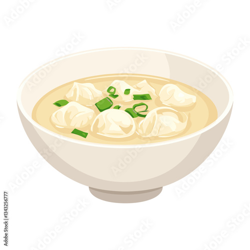 Wonton soup in a bowl illustration food meal vector
