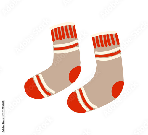 Two colorful knitted socks designed for cold weather comfort. Vector illustration
