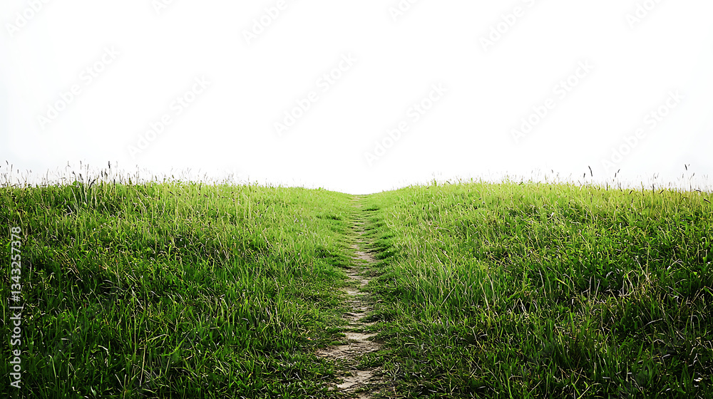 Fototapeta premium Serene Nature Landscape with Stones, Green Grass, and Plants