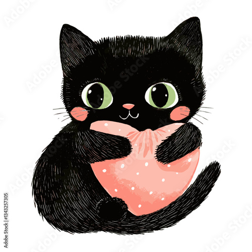 Kitten cuddling illustration animal black vector