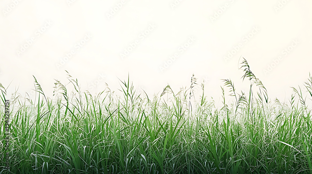 Fototapeta premium Serene Nature Landscape with Stones, Green Grass, and Plants