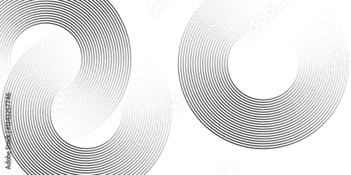 Blue abstract background with glowing circles. Swirl circular lines pattern. Geometric spiral. Twirl element. Modern graphic design. Futuristic technology concept.