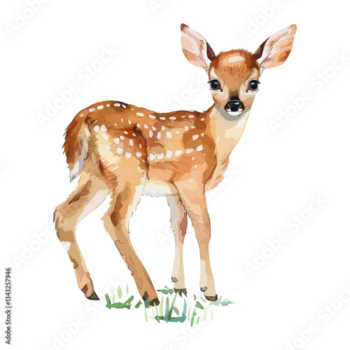 Watercolor baby deer wildlife animal colors vector
