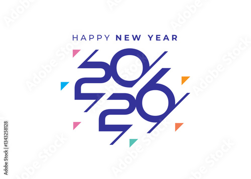 Happy New Year 2026 Greeting banner logo design illustration, Modern Creative and Colorful 2026 new year vector background