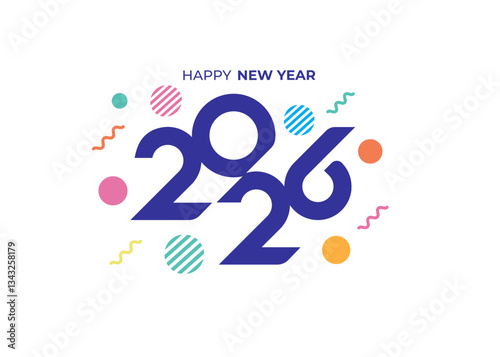 Happy New Year 2026 Greeting banner logo design illustration, Modern Creative and Colorful 2026 new year vector background